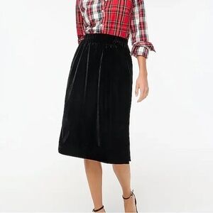 J. Crew Black Velvet Midi Pencil Skirt Sz S